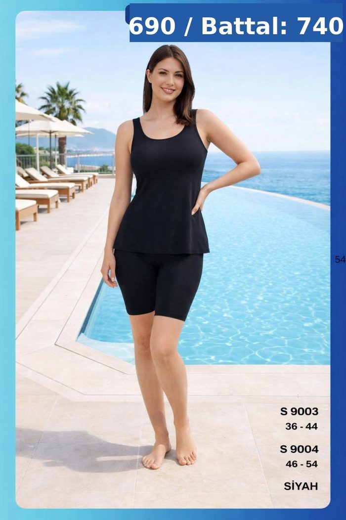 Yarı Tesettür Mayo S9003 Siyah toptan